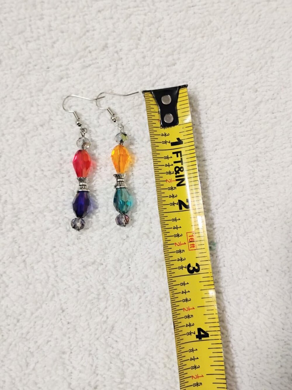 Matching Set Fashion Jewelry 31" Colorful Glass Teardrop Necklace & Earrings - Picture 8 of 8